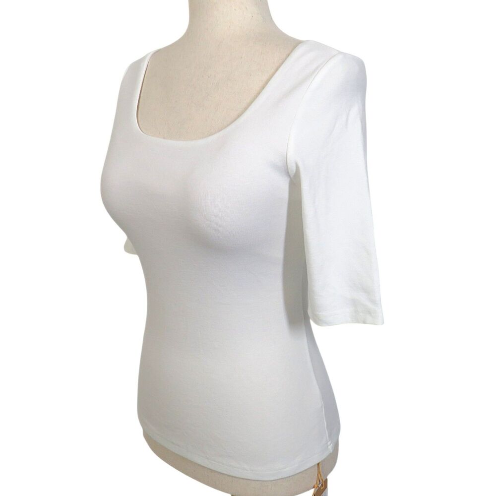 OGL LiteWarm Essential Square Neck Elbow Length Sleeve Brami Top White Sz M